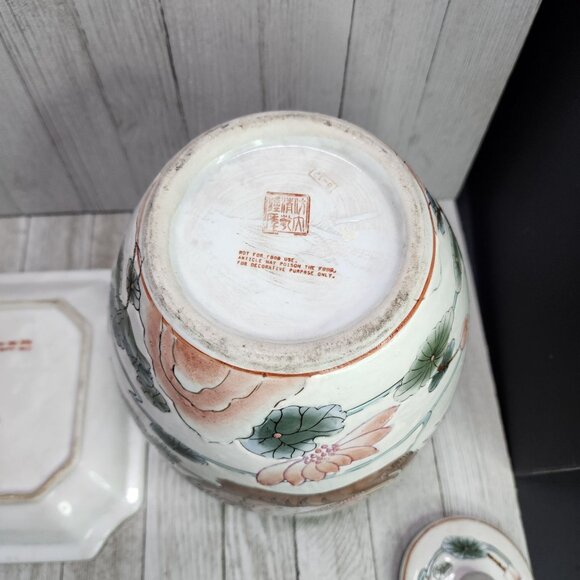 Vintage Chinese Dynasty by Heygill HFP Jar & Plate Painted Decorative Macau - Picture 12 of 12